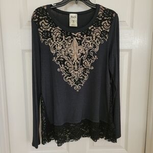 VOCAL Lace Bottom Embellished Top